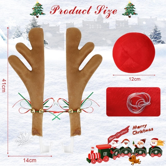 Car Christmas Reindeer Antlers Decorations Vehicle Christmas Car - Picture 5 of 6